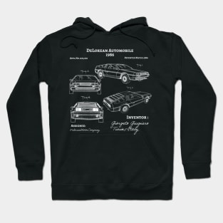 DeLorean Automobile 1986 Patent Poster, DeLorean Car Patent illustration Hoodie